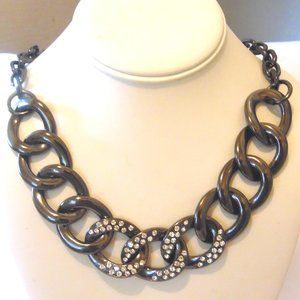 R. J. Graziano Gunmetal Pave Bold Oval-link Chain Necklace 17"